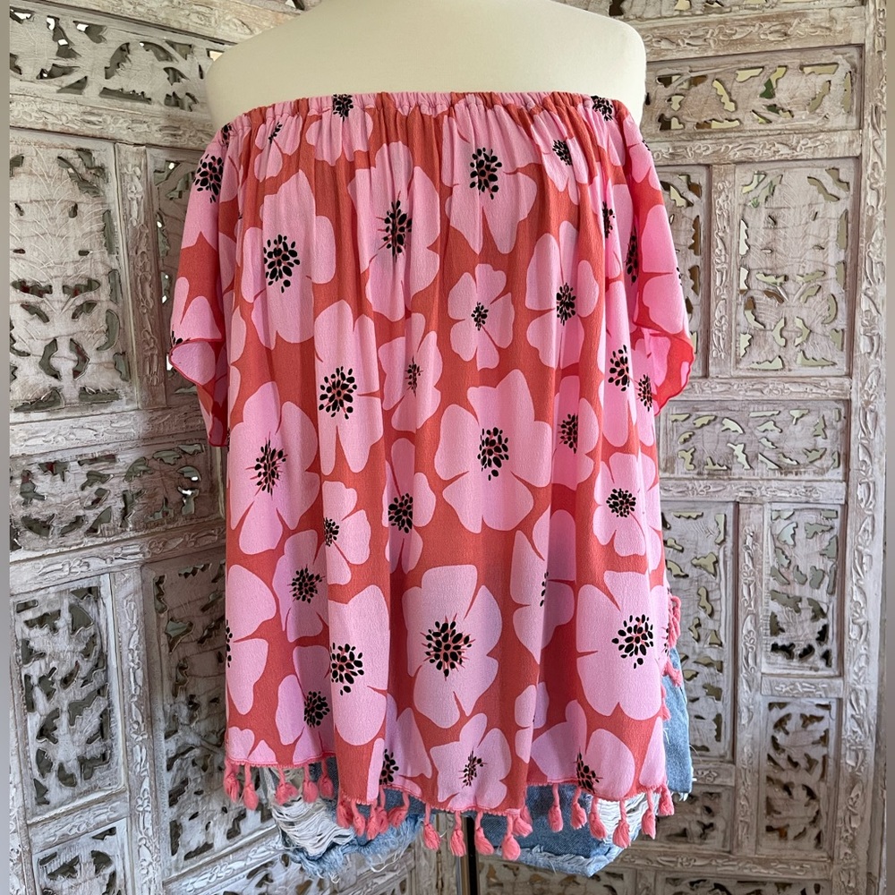 Ava Sky Strawberry Floral Burst Sunkiss Top